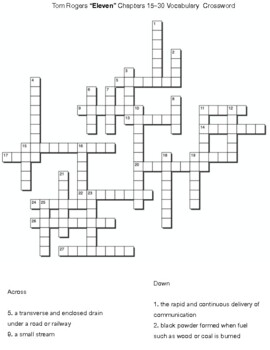 Tom Rogers Eleven Chapters 15 30 Vocabulary Crossword by Northeast