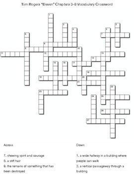 Tom Rogers Eleven Chapters 3 8 Vocabulary Crossword by Northeast