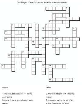 Tom Rogers Eleven Chapters 9 14 Vocabulary Crossword by Northeast