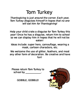 Preview of Tom Turkey Disguise Activity