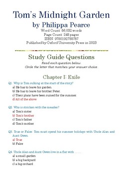 Preview of Tom’s Midnight Garden by Philippa Pearce; Multiple-Choice Study Guide Quiz w/Ans