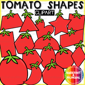 Preview of Tomato Clipart Shapes - 2D Shape Vegetable Clipart