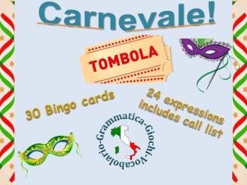 Italian Animal Bingo - Tombola - Italian Language Vocabulary - Italy