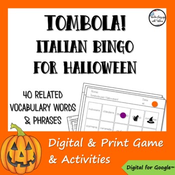 Preview of Tombola! Italian Bingo Halloween Activity - Google, Digital, Print