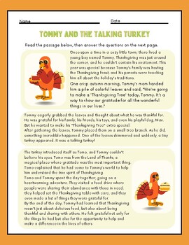 Preview of Tommy and the Talking Turkey