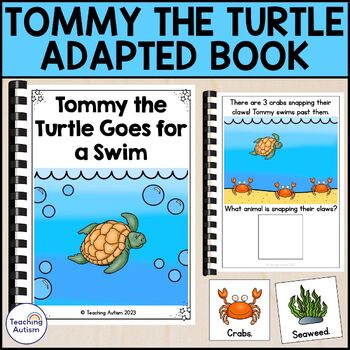 Preview of Tommy the Turtle Goes for a Swim Adapted Book | Turtle Adapted Book