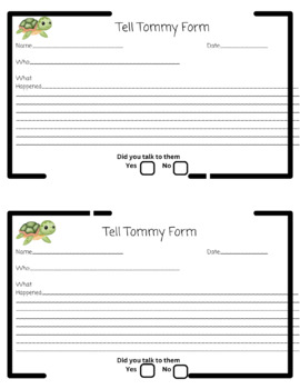 Preview of Tommy the Turtle Tattle Form
