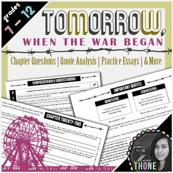 essay questions on tomorrow when the war began