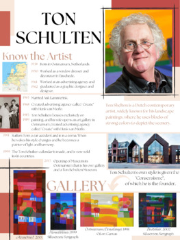 Preview of Ton Schulten Artist Poster, Art Teacher Resource