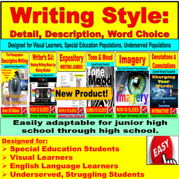 Preview of Writing Style Digital Unit for Struggling Students:  Google Slides, PowerPoint