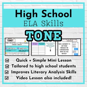 Preview of Tone Lesson Plan and Activities for High School English