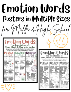 Preview of Tone, Mood, & Characterization EMOTION Words Posters