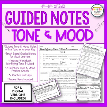 Preview of Mood & Tone Guided Notes and Activities