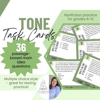 Preview of Tone Task Cards | 36 Passages w/ Multiple Choice Questions