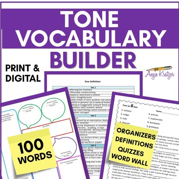 Preview of Tone Words - AP English Language & Composition - Tone Quiz - Graphic Organizers