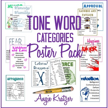 Preview of Tone Categories Posters, Anchor Charts, Rhetorical Analysis & Literary Analysis