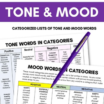 Tone Words in Categories! by Angie Kratzer | Teachers Pay Teachers