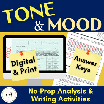 Preview of Tone and Mood Activities & Tone and Mood Worksheets - Mood vs. Tone Analysis