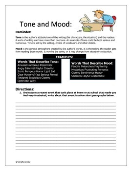 Tone and Mood Reading Project,A Fun Way to Reinforce this Concept!