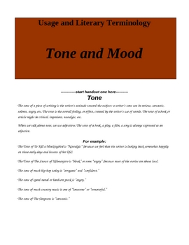 Preview of Tone and Mood: Five class activities to teach two difficult concepts.