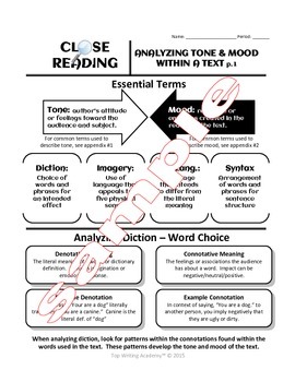 Tone & Mood Analyzing Figurative & Connotative Meaning | TpT