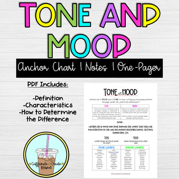 Preview of Tone and Mood Anchor Chart | Digital Notes | One Pager | Google Slides