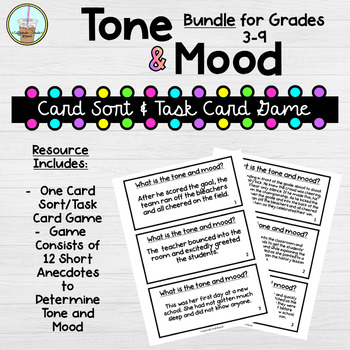 Preview of Tone and Mood Task Cards BUNDLE | Upper Elementary | Middle | Tone and Mood