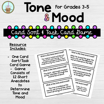 Preview of Tone and Mood Task Cards | Card Sort | Upper Elementary (3-5) Tone and Mood