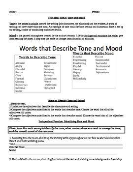 Preview of Tone and Mood Worksheet