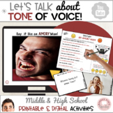Tone of Voice Game Story Sarcasm middle high school PDF EASEL
