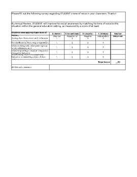 Preview of Tone of Voice: Teacher Feedback Rubric (Social Skills)