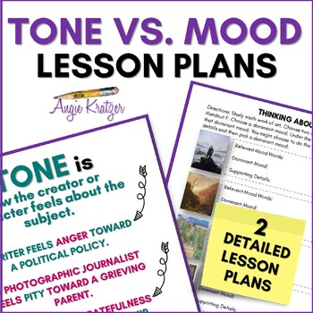 Preview of Tone vs. Mood - Mood and Tone Lesson Plans, Word Lists, Anchor Charts, Passages