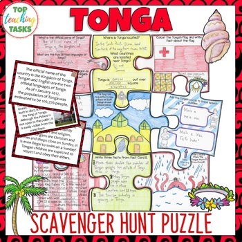 Preview of Tonga Scavenger Hunt Puzzle Activity | Pacific Islands