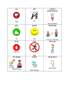 Preview of Tongan Communication Cards- ELL Learners - Editable