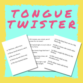 Preview of Tongue Twister Day - 52 English Ttattle tongue Printable Worksheets Activity