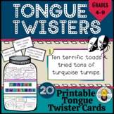 Tongue Twisters: 20 printable cards, student handout, and 