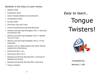 Preview of Tongue Twisters - Easy to Learn Series
