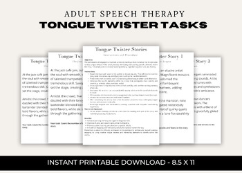 Preview of Tongue Twisters Tasks for Adult Cognitive Speech Therapy