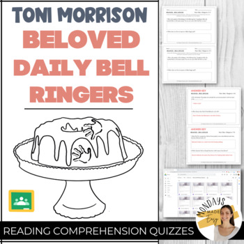 Preview of Toni Morrison Beloved BELL RINGER READING QUIZZES digital printable assessments
