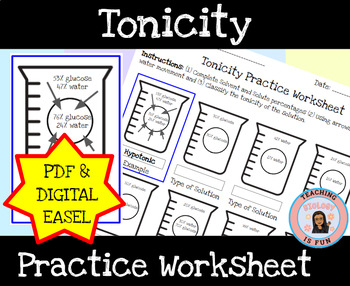 Preview of Tonicity Worksheet Cell Membrane Transport EDITABLE| Print and Digital EASEL