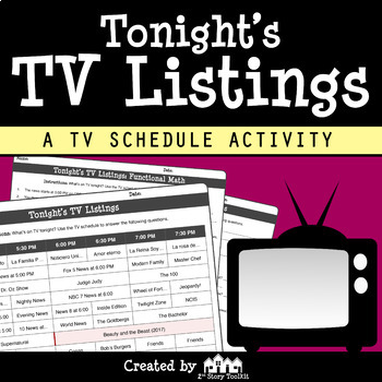 Tonight's TV Listings (TV Schedule Activity) by 2nd Story Toolkit