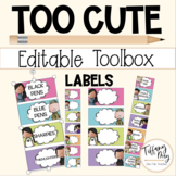 Too Cute Editable Teacher Toolbox Bright Labels
