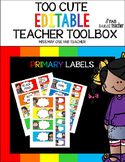 Too Cute Editable Teacher Toolbox (Primary Colors) Labels