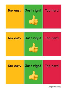 Preview of Too Easy, Just Right, Too Hard (SPED, behavioral or academic support, nonverbal)