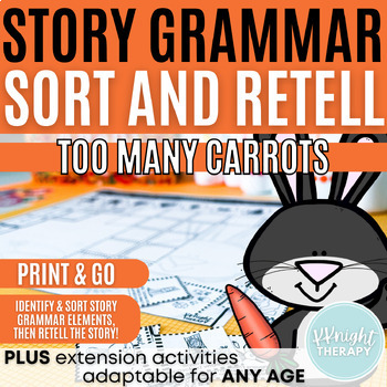 Preview of Too Many Carrots Book Companion Story Grammar Sort & Retell | Narrative Language