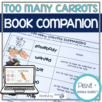 Preview of Too Many Carrots Book Companion for Speech Therapy Printable and Digital