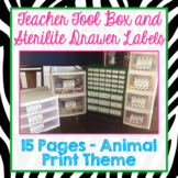 Teacher Tool Box Labels Animal Print EDITABLE