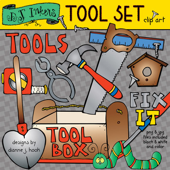 Preview of Tool Set Clip Art for Wood Shop and Building Projects by DJ Inkers