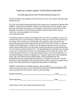Preview of Tool and Lighting Instrument Rental and Responsibility Form