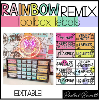Preview of Toolbox Labels // Rainbow Remix Bundle 90's retro classroom decor